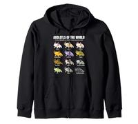 Axolotls of the World Educational Amphibian Species Chart Zip Hoodie