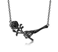 AXOMY 925 Sterling Silver Rose Skull Necklace Gift for Women Sterling Silver No Gemstone
