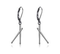 AXOMY Drumstick Earrings 925 Sterling Silver Drumsticks Dangle Earrings Drummer Gifts Unique Jewelry for Women Men Music Lovers (Black)