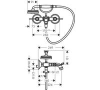 Axor Bath Mixer Tap Montreux with hand shower lever handles Polished Black Chrome