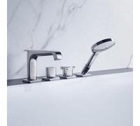 Axor Citterio E Chrome 4-Hole Rim-Mounted Thermostatic Bath Mixer Tap, 190mm Spout, 5-Year Guarantee