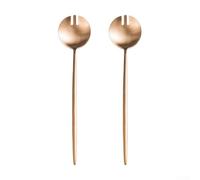 Axorafow 304 Stainless Steel Salad Fork Having Long Handle 2-pack 11.42 Inches Elegant Matte Finish for Serving Salads Pasta Fruits (Rose gold)