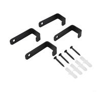 Axorafow 4-pack L-shaped Storage Made of Garage Hooks and Cold Ladder Rolled for Wall Steel Having Screws Included White and Black (Black)
