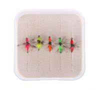 Axorafow 5-Piece Feather & Sequin Fishing Fly Hooks Trout, Whitebait, and Small Species - Bright Attracting Lure Bait with 16#/14# Hooks, Mix Set(14#)