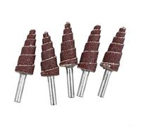Axorafow 5pcs 80 Grit Tapered Cone Sanding Heads Rotary Tools, 6mm Shank Flap Wheels Grinding Polishing Wood, Low Noise Abrasive Bits Drill Straight Grinder (16-30mm)(6×16mm)