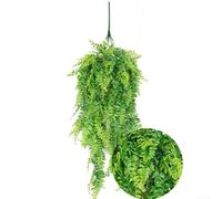 Axorafow Artificial Hanging Plants with Persian Leaves, 85cm Fake Golden Flower Basket Balcony Wall Decor, Lifelike Greenery Indoor Outdoor Use(emerald green)