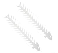 Axorafow Fishbone Shaped BBQ Skewers Steel, 2-Pack Outdoor Barbecue Tools Meat and Vegetables, Dishwasher Safe Grilling Forks White