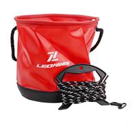 Axorafow Foldable Fishing Bait Bucket 4.5L EVA Container with Drawstring, Portable Live Fish Tank Camping Hiking Car Cleaning, Storage Pail with Shoulder, Blue(red)