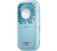 Axorafow Folding Fan, Neck Hanging Fan, USB Rechargeable Portable Fan with Cooling Mirror and LED Light, 5 Touch Control for Travel Camping Office Use(Cloud Blue)