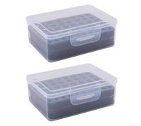 Axorafow for Battery Storage Case 24 AA 30 AAA Holder Shock Resistant PP Box Moisture Proof Organiser for Home Office Travel Grey(Transparent)