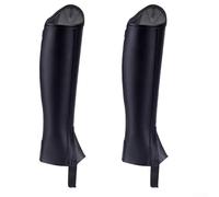 Axorafow Horse Riding - Full Style with Foot Strap Enduring Comfortable Alternative for Long Boots Black 1 Pair Microfiber and Leather Equestrian Leg for Guards(L)