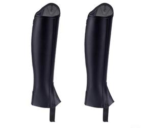 Axorafow Horse Riding - Full Style with Foot Strap Enduring Comfortable Alternative for Long Boots Black 1 Pair Microfiber and Leather Equestrian Leg for Guards(L)