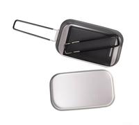 Axorafow Iron Rectangular Non- Outdoor Camping For Easy Pan for Grill Picnic Hiking - Cast Portable 85x130mm Frying to Carry Bbq Plate (Black 315g)
