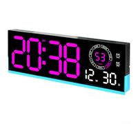 Axorafow LED Wall Clock With Rectangular Frame, Luminous Numeric Display, Calendar Date Week, Temperature And Dual Alarm Support(D)