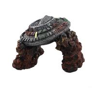 Axorafow Resin UFO Wreck Aquarium Decoration, Realistic Spaceship Ornament Fish Tank Landscaping, Red and Gray Ship for Cave Hideout, Underwater Decor 14.5x12.5x12.5cm(spacecraft)
