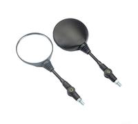 Axorafow Round Rearview Mirror with 360° Rotation & 90° Foldable Stem, ABS + Aluminum Construction, Wide-Angle Convex HD Glass, Compatible with KLX250/KL250 (10mm Thread), Black Frame, White Lens, 1