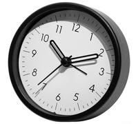 Axorafow Silent Alarm Clock with Cartoon Design, 4 Inch Quiet Sweep Second Hand, Clear for wake Up Alarm, Portable Cell Powered Desk Clock for Bedroom Nightstand, Black(White)