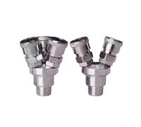 Axorafow Silver C-type Pneumatic Quick Connector Compressors - 2-way or 3-way Self-locking Multi-tube Fitting Chrome-plated Iron 7.8 Centimeters Total Length Grade Sealing(Three-way)