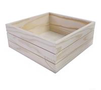 Axorafow Square Wooden Tray Set Stylish Storage Boxes for Home Decoration and Succulent Display, Strong Wood Organizer for Craft Supplies and Household-Essentials(18 * 18 * 7.2CM)