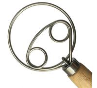 Axpdefi 13 Inch Bread Dough Whisk, Double Eyes Stainless Steel Danish Dough Whisk, Egg Beater with Wooden Handle, Bread Dough Mixer Accessory Tool for The Kitchen