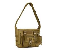 AXPTI 14 Inch Laptop Shoulder Bag Men Sports Bags Man Tactical Single Backpack Men's A4 Document Molle Messenger Bag(Khaki)