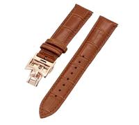 AXPTI 19mm 20mm 22mm Double-sided cowhide Watch Bands For Vacheron VC Watch Strap Constantin For Men And Women Cow Leather Bracelets(Light brown Rosegold,19mm)
