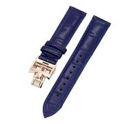 AXPTI 19mm 20mm 22mm Double-sided cowhide Watch Bands For Vacheron VC Watch Strap Constantin For Men And Women Cow Leather Bracelets(Blue Rose gold clasp,19mm)