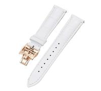 AXPTI 19mm 20mm 22mm Double-sided cowhide Watch Bands For Vacheron VC Watch Strap Constantin For Men And Women Cow Leather Bracelets(White Rose gold clas,19mm)