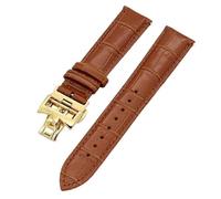 AXPTI 19mm 20mm 22mm Double-sided cowhide Watch Bands For Vacheron VC Watch Strap Constantin For Men And Women Cow Leather Bracelets(Light brown Golden,20mm)
