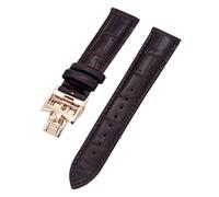 AXPTI 19mm 20mm 22mm Double-sided cowhide Watch Bands For Vacheron VC Watch Strap Constantin For Men And Women Cow Leather Bracelets(Dark brown Rosegold,22mm)