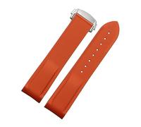 AXPTI 20mm 22mm Rubber Silicone Watch Bands For Omega Seamaster 300 speedmaster Strap Watchband Men's watch Accessories(Orange silver buckle,20mm)