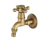 AXPTI Antique Bronze Brass Bibcock Faucet - Multi-Use Wall-Mounted Water Tap for Washing Machine, Garden & Bathroom Mop Sink(A)
