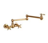 AXPTI Antique Bronze Brass Wall Mounted Foldable Kitchen Faucet - Pot Filler Hot & Cold Rotating Sink Tap(Style A)