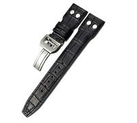 AXPTI For IWC Big Pilot Watch SPITFIRE Le Petit Prince Calfskin Strap 20mm 21mm 22mm Genuine Leather Rivet Watchband(Black black Bamboo,21mm)