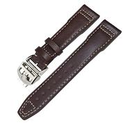 AXPTI Genuine Leather Watchband For IWC Mark XVIII Le Petit Prince Pilot’s Watch 20mm 21mm 22mm Cowhide Strap(Brown white fold,20mm)