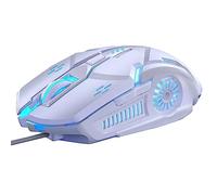 AXRIS Wired Gaming Mouse, Practical Portable Gaming Mechanical Silent Mouse, 7 Color Backlight USB Wired Computer Mouse for Notebook PC Laptop Computer (Key Mute,White)