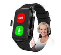 Axrrl SOS Emergency Bracelet for Elderly Fall Detection Smart Watch for Seniors, Fall Alert Devices for Elderly Pedometer for Dementia,Black,25.8 * 2cm