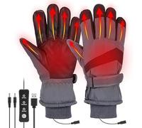 Axrye Heated Winter Gloves Touchscreen Thermal Gloves for Men Women, USB Heating Mittens Waterproof Temp Adjustable Heating Gloves for Cycling,Motorcycle,Hiking,Snowboarding Outdoor Sport