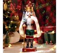 Axrye Nutcracker Christmas Decor 15" /40cm Plastic Nutcracker Music Box with 8 Christmas Music and LED Light Button Operation Nutcracker's Soldier for Gift Home X-mas Holiday Decor
