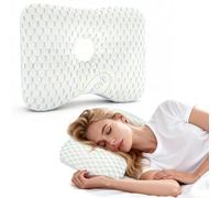 Axrye Piercing Pillow, Ear Piercing Pillow with Removable Cover Washable Pillows with Hole for Side Sleepers Ear Pain Inflammation Wearing Headphones Earrings in Classroom Office Library Airplane