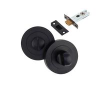 AXS Hardware Axs Bathroom Turn & Release With Deadbolt - 44mm Backset Pack - Black