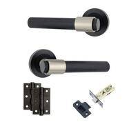 AXS Hardware Axs Dakota Knurled Door Handles On Rose - Door Pack - Latch Door - Black