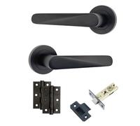 AXS Hardware Axs Detroit Door Handles On Rose - Door Pack - Latch Door - Black