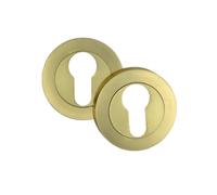 AXS Hardware Axs Escutcheons - 52mm Dia. - Pair - Euro Profile - Satin Brass