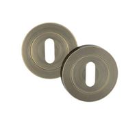 AXS Hardware Axs Escutcheons - 52mm Dia. - Pair - Standard Uk Key - Antique Brass