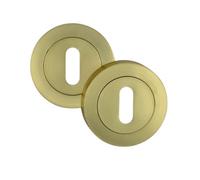AXS Hardware Axs Escutcheons - 52mm Dia. - Pair - Standard Uk Key - Satin Brass
