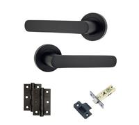 AXS Hardware Axs Harlem Door Handles On Rose - Door Pack - Latch Door - Black
