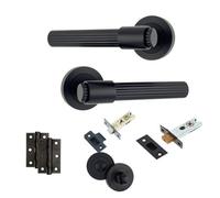 AXS Hardware Axs Nevada Door Handles On Rose - Door Pack - Bathroom Door - Black
