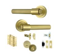 AXS Hardware Axs Nevada Door Handles On Rose - Door Pack - Bathroom Door - Satin Brass