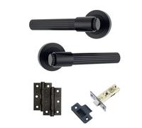 AXS Hardware Axs Nevada Door Handles On Rose - Door Pack - Latch Door - Black